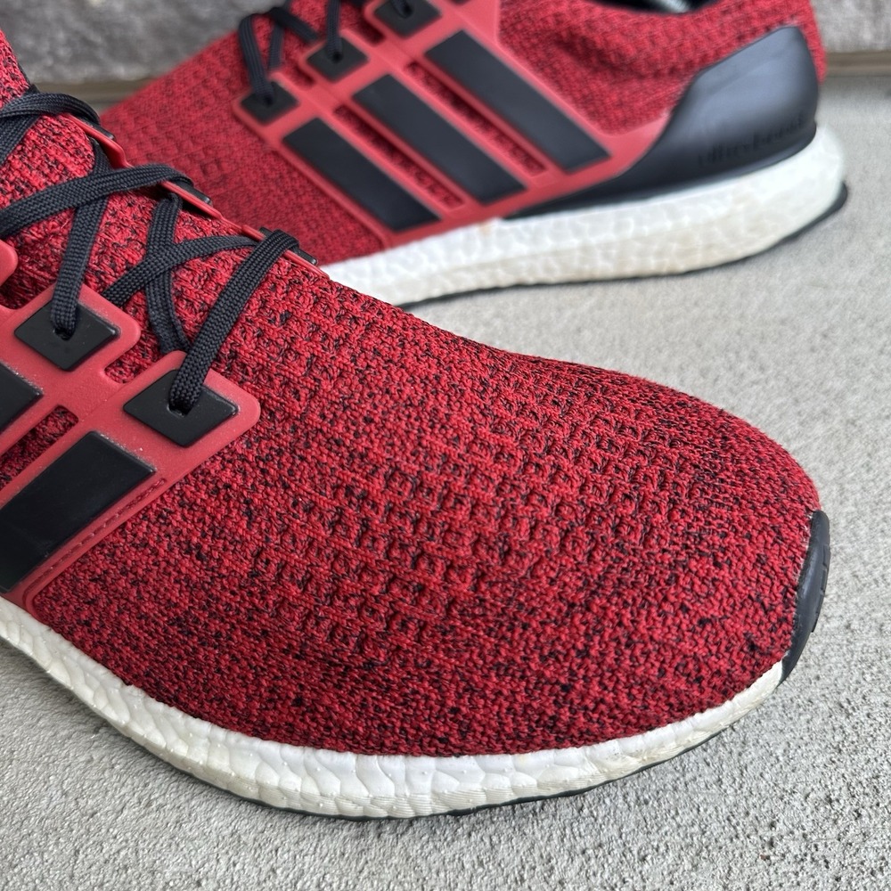 Size 11 - Men's adidas Ultraboost Red Black White EE3703 Sneakers Shoe Primeknit - Picture 4 of 11